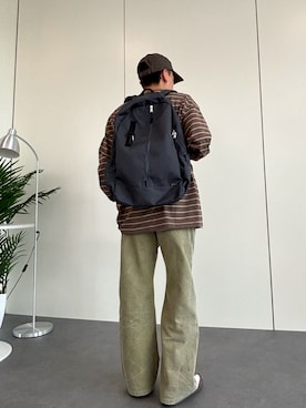 「アイテム（バックパック/リュック）」を使った、やまさん（メンズ・163cm）の秋コーディネート