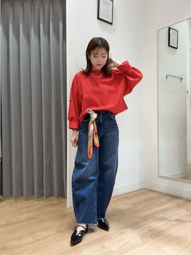 「アイテム（ストール/ショール）」を使った、arisaさん（レディース・156cm）の秋コーディネート