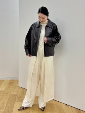 「HOUSE OF LOTUS（ハウスオブロータス）のニットワンピース（ワンピース、ホワイト系）」を使った、HOUSE OF LOTUS　staffさん（レディース・149cm）の秋コーディネート