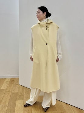 「HOUSE OF LOTUS（ハウスオブロータス）のニットワンピース（ワンピース、ホワイト系）」を使った、HOUSE OF LOTUS　staffさん（レディース・149cm）の秋コーディネート