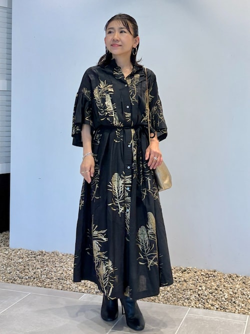ハウス オブ ロータス ハクプリント　ワンピース　size2（M） ハクプリントスタンドカラーワンピース ｜ハウス オブ ロータス