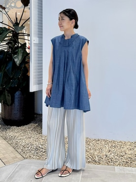 「アイテム（その他パンツ、シルバー系）」を使った、HOUSE OF LOTUS　staffさん（レディース・149cm）の夏コーディネート