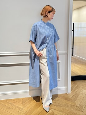 ハウス オブ ロータス】シャンブレーフリルシャツワンピース HOUSE OF