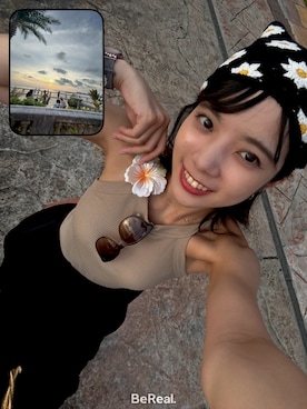「アイテム（タンクトップ）」を使った、SHIERI さん（レディース・165cm）の夏コーディネート