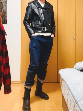 「Buzz Rickson's（バズリクソンズ）のアイテム」を使った、ときさん（メンズ・183cm）の冬コーディネート