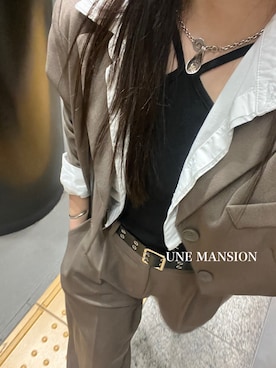 「UNE MANSION（ユヌマンション）のアイテム（ジャケット/アウター）」を使った、Maaさん（レディース・158cm）の夏コーディネート