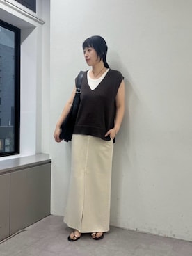 「GALLARDAGALANTE（ガリャルダガランテ）のナローコードチョーカー（ネックレス）」を使った、@gg_mizukizuさん（レディース・168cm）の春コーディネート