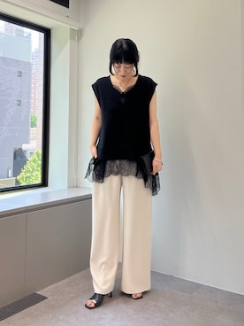 「GALLARDAGALANTE（ガリャルダガランテ）のナローコードチョーカー（ネックレス）」を使った、@gg_mizukizuさん（レディース・168cm）の春コーディネート