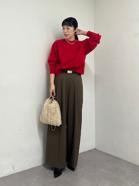 「アイテム（ベルト）」を使った、大久保水綺さん（レディース・167cm）の秋コーディネート