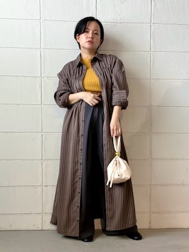 「アイテム（シャツワンピース）」を使った、minaさん（レディース・146cm）の秋コーディネート