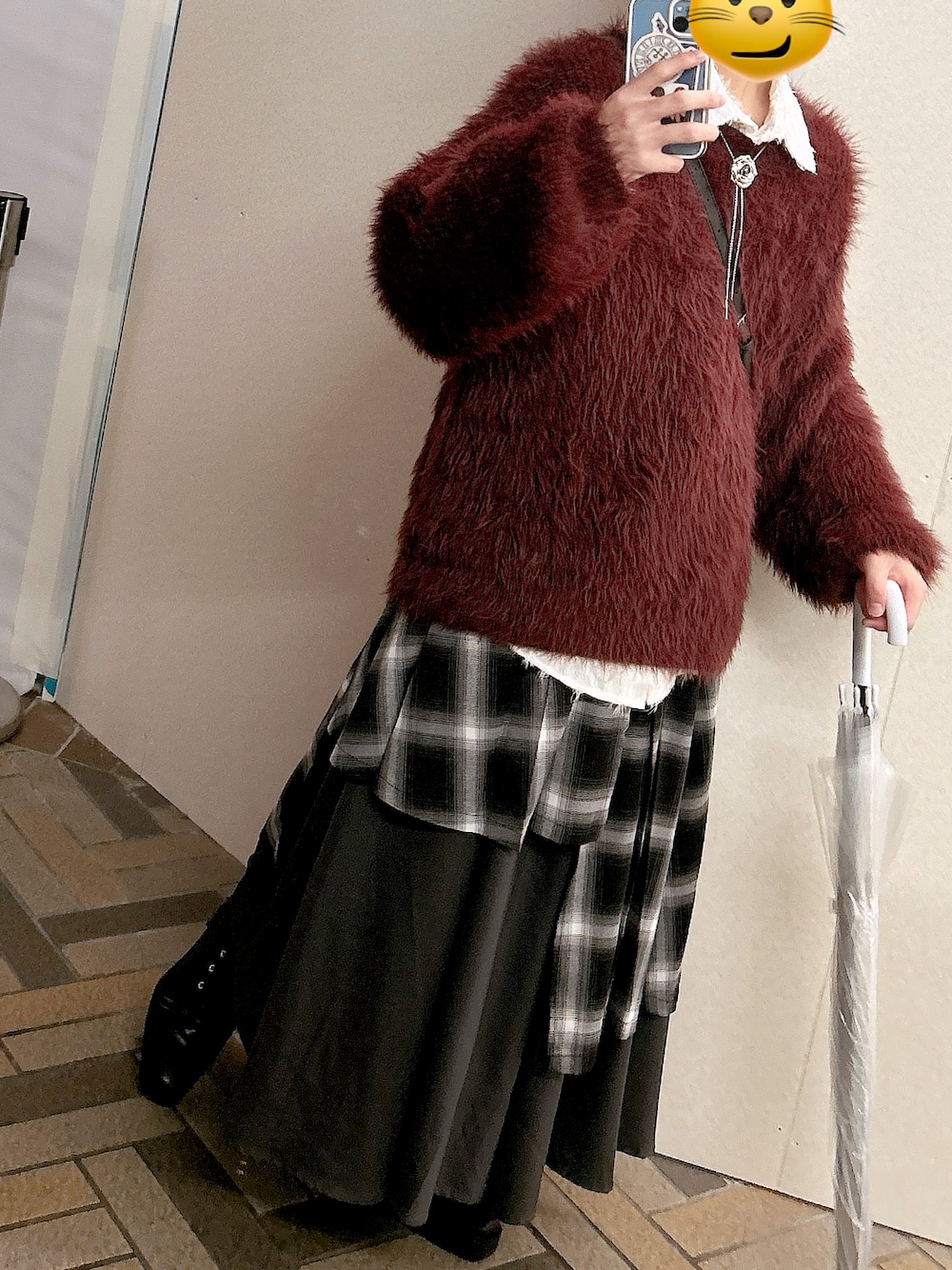 「最近のいい感じコーデ」｜「FVLMENの【FVLMEN】fringe checked pattern longsleeve china shirt/フリンジ チェック 総柄 ロングスリーブ チャイナ シャツ（シャツ/ブラウス、ホワイト系）」を使った、modusさん（メンズ・159cm）の秋コーディネートの1枚目の写真