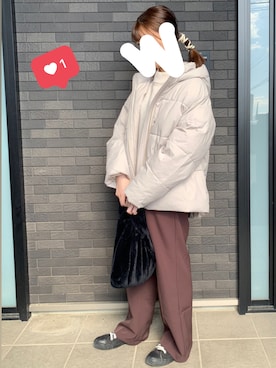 「Honeys（ハニーズ）のアイテム（ダウンジャケット/コート）」を使った、chayuさん（レディース・154cm）の冬コーディネート
