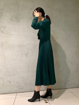「レザーブーツ」｜HIMIKO　横浜高島屋店さん（レディース・172cm）の秋コーディネート
