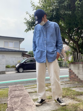 「アパレルスタッフ」｜「アイテム（帽子）」を使った、りーあおさん（メンズ・180cm）の夏コーディネート