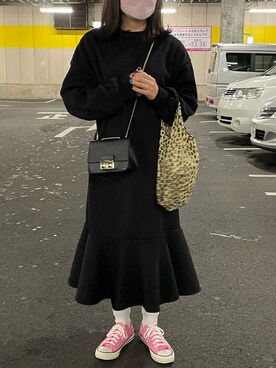 「大学生コーデ」｜「アイテム（ワンピース）」を使った、ぴさん（レディース・164cm）の冬コーディネート