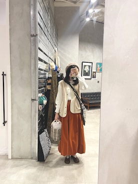 「MUJI」｜「アイテム（ハンチング/ベレー帽）」を使った、0722.amさん（レディース・160cm）の冬コーディネート