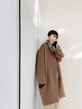「CREDONA（クレドナ）のアイテム（ステンカラーコート）」を使った、FUMITO HOSOYAさん（メンズ・163cm）の冬コーディネート