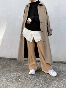「CREDONA（クレドナ）のアイテム（ステンカラーコート）」を使った、FUMITO HOSOYAさん（メンズ・163cm）の秋コーディネート