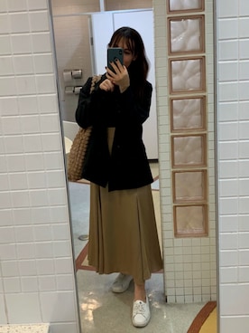「LILY BROWN（リリーブラウン）のアイテム（裙子、ベージュ系）」を使った、Sharii_closetさん（レディース・158cm）の秋コーディネート