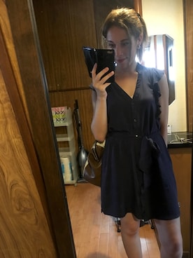 「rienda（リエンダ）のアイテム（连衣裙/礼服裙、ブルー系）」を使った、Sharii_closetさん（レディース・158cm）の秋コーディネート