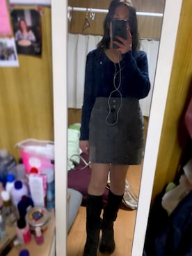「MURUA（ムルーア）のアイテム（牛仔裙、グレー系）」を使った、Sharii_closetさん（レディース・158cm）の秋コーディネート