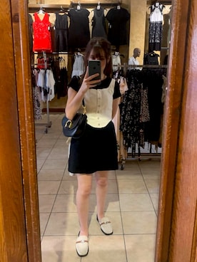 「rienda（リエンダ）のラウンドヘムビスチェトップス（T恤/上装、ホワイト系）」を使った、Sharii_closetさん（レディース・158cm）の秋コーディネート