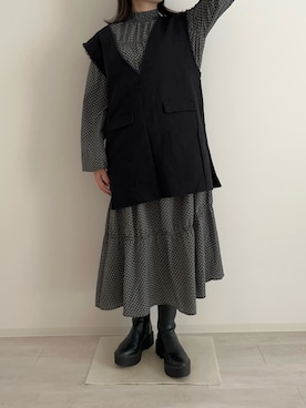 「タートルネック」｜「アイテム（ベスト）」を使った、wan5wanさん（レディース・157cm）の冬コーディネート
