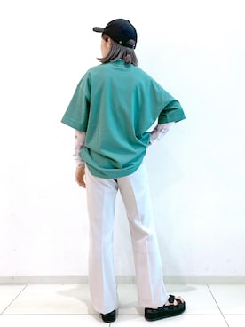 「PBLIM（ページボーイリム）の【PAGEBOYLIM】シアータートルインナー（Tシャツ/カットソー）」を使った、MATSUさん（レディース・158cm）の夏コーディネート