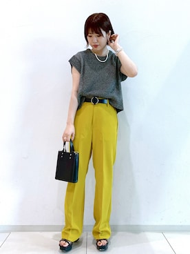「マスタードイエロー」｜MATSUさん（レディース・158cm）の夏コーディネート