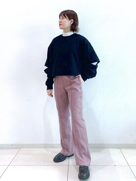 「PAGEBOY（ページボーイ）のラインスリーブシアータートル（Tシャツ/カットソー）」を使った、MATSUさん（レディース・158cm）の夏コーディネート