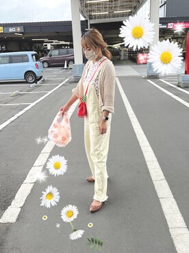 「アイテム（オールインワン・サロペット、ホワイト系）」を使った、𝒋𝒏𝒊𝒊𝒊𝒎さん（レディース・152cm）の春コーディネート