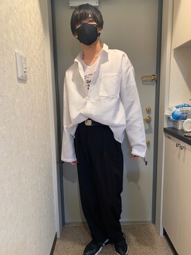 「remer（リメール）のアイテム（スラックス）」を使った、しーたさん（メンズ・173cm）の冬コーディネート