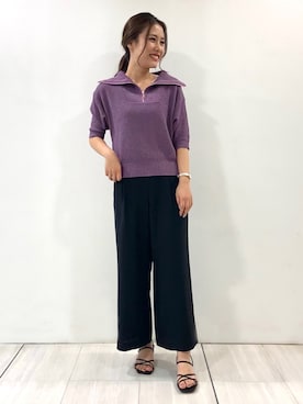 「ジップアップニット」｜「アイテム（その他）」を使った、yuriaさん（レディース・157cm）の春コーディネート