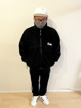「白キャップ」｜「アイテム（パンツ）」を使った、mike135さん（メンズ・164cm）の冬コーディネート