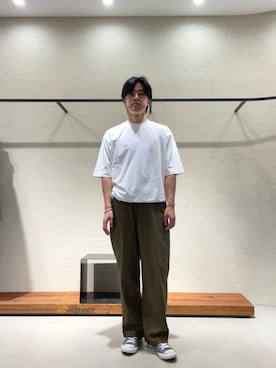「Snow Peak（スノーピーク）のアイテム」を使った、柳田倫太郎さん（メンズ・174cm）の夏コーディネート