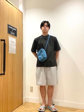 「OOFOS（ウーフォス）のアイテム」を使った、柳田倫太郎さん（メンズ・174cm）の夏コーディネート