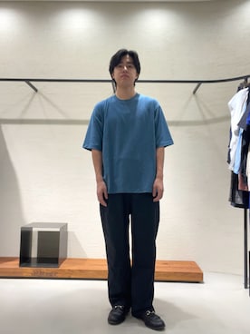 「URBAN RESEARCH DOORS（アーバンリサーチドアーズ）のFORK&SPOON　ヴィンテージボーダーTシャツ（Tシャツ/カットソー、ブルー系）」を使った、柳田倫太郎さん（メンズ・174cm）の夏コーディネート