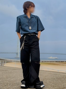 「GRANCY（グランシー）の【GRANCY】Tulle Layereddesign Slacks / チュール レイヤードデザイン スラックス（スラックス）」を使った、takuma≯さん（メンズ・164cm・10代）の夏コーディネート
