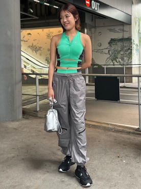 「adidas by Stella McCartney（アディダスバイステラマッカートニー）のアイテム（Tシャツ/カットソー）」を使った、niinaさん（レディース・165cm）の夏コーディネート