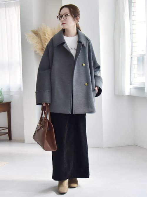 quaranciel:〈手洗い可能〉ダンボール ステンカラー ジャケット コート