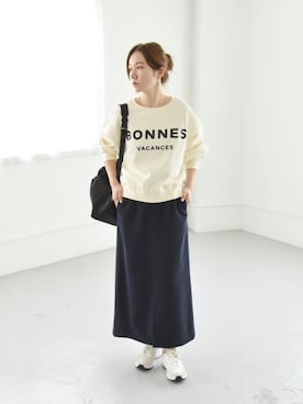 「アイテム（バックパック/リュック）」を使った、関田さん（レディース・160cm）の秋コーディネート