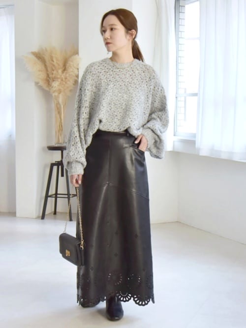 ルネ ブラック パール装飾 ニットパンツ ルネ ブラック パール装飾