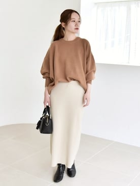 「ウールニット」｜関田さん（レディース・160cm）の冬コーディネート