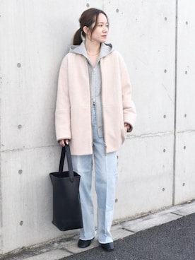 「パイピングコート」｜「アイテム（ジャケット/アウター）」を使った、関田さん（レディース・160cm）の冬コーディネート