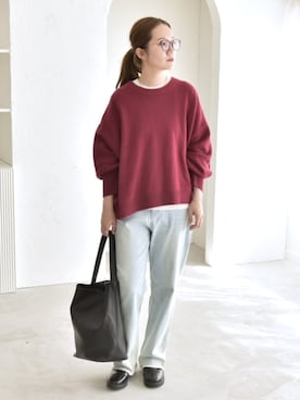 「ボルドーニット」｜関田さん（レディース・160cm）の秋コーディネート