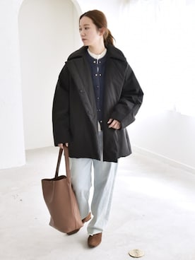 「quaranciel（カランシエル）のアイテム（その他アウター）」を使った、関田さん（レディース・160cm）の秋コーディネート