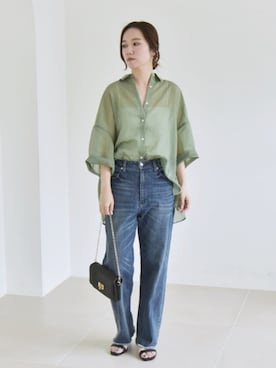 「カーキシャツ」｜関田さん（レディース・160cm）の夏コーディネート