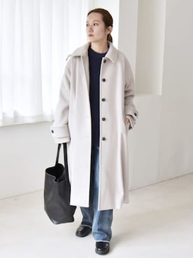 「quaranciel（カランシエル）のアイテム（ステンカラーコート）」を使った、関田さん（レディース・160cm）の秋コーディネート