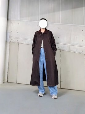 「アイテム（ステンカラーコート）」を使った、iiimomochiiiさん（レディース・164cm）の秋コーディネート