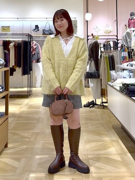 「LOWRYS FARM（ローリーズファーム）のシャギーロングＶカーディガン　595935（カーディガン/ボレロ）」を使った、aikaさん（レディース・160cm）の秋コーディネート